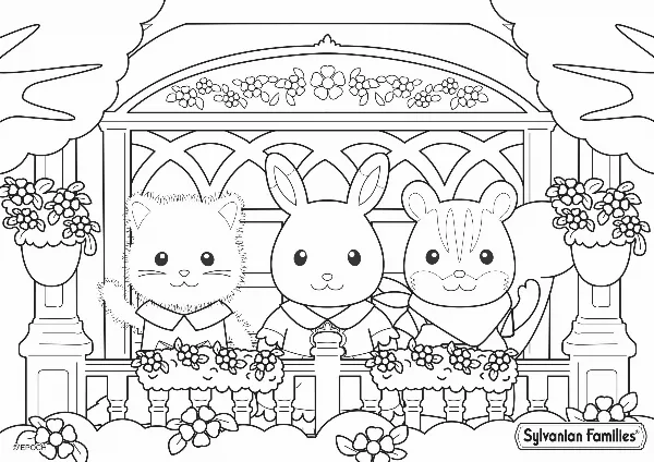 Sylvanian Families Characters Colouring Sheet